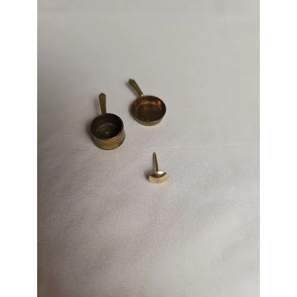 VTG 2 Dollhouse Miniature Copper Pots Set Metal Cookware Sauce Pans Kitchen